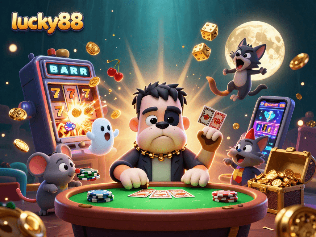 Experience thrilling games at lucky88 with vibrant characters and dynamic casino elements.