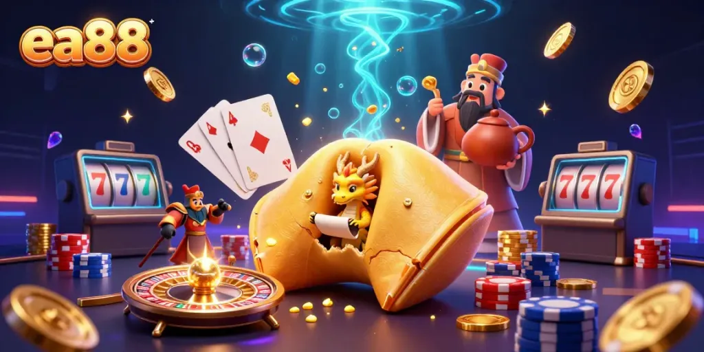Experience stunning gameplay with ea88: enjoy a dynamic scene filled with golden rewards and casino elements.